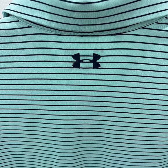 Under Armour Men's LG Seamfoam & Black Striped Loose Fit Polo Shirt - Picture 4 of 5